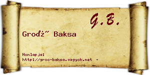 Groó Baksa névjegykártya
